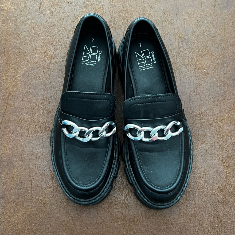 NOBO Men's Black Loafers with Chain Detail